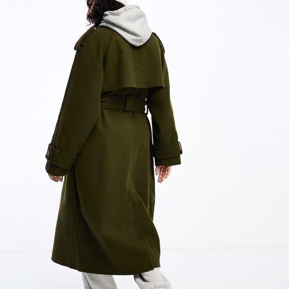 ASOS Olive Green Trench Belted Jacket(Size Medium) - Picture 2 of 10